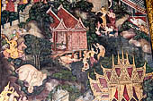 Bangkok Wat Pho, mural paintings of the vhian of the Reclining Buddha. 